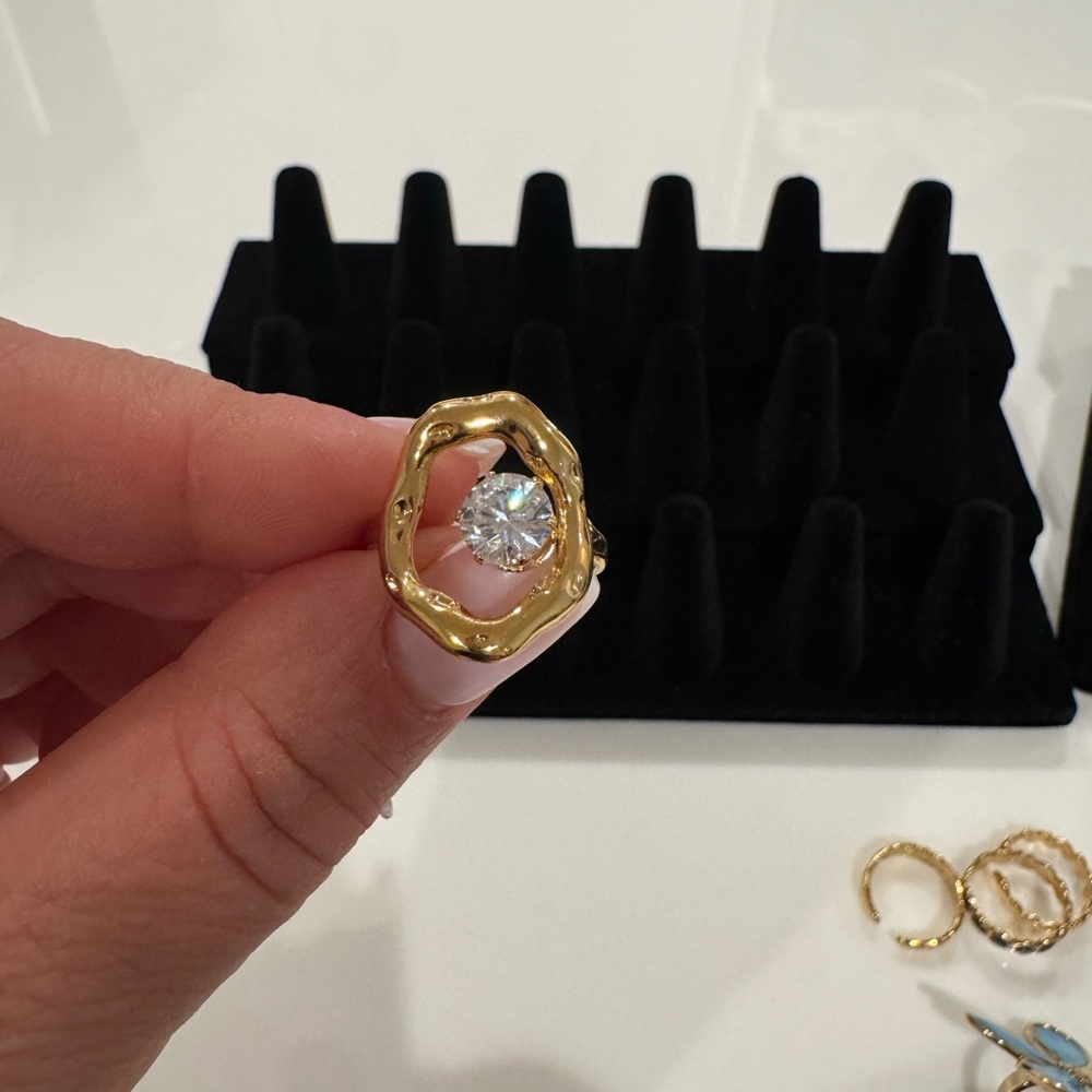 Elegant Gold Ring with Crystal Accent 18k plate gold